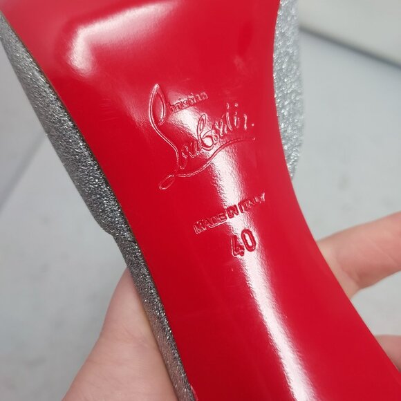 CHRISTIAN LOUBOUTIN Me Dolly Silver Glitter Mule Sandal - Picture 4 of 11